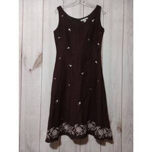 Paraphrase Dress Ladies 6 Brown White Floral Sleeveless‎